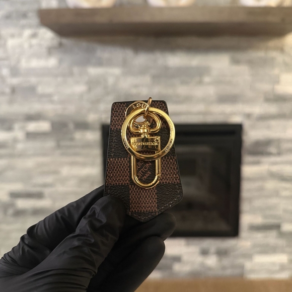 Louis Vuitton Damier Ebene Key Holder Bag Charm Gold Hardware Authentic - Picture 4 of 4